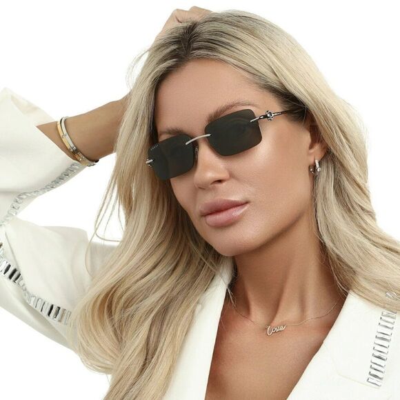 Gucci Women Sunglasses Ruthenium Grey Rectangle GG1703S 001 BRAND NEW main image 8